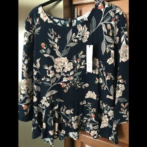 Amour Vert Floral Blouse - Navy and Cream